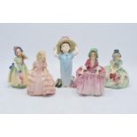 A collection of Royal Doulton figures to include Monica HN1458 a/f, Rose a/f, Bo Peep HN1811 a/f,
