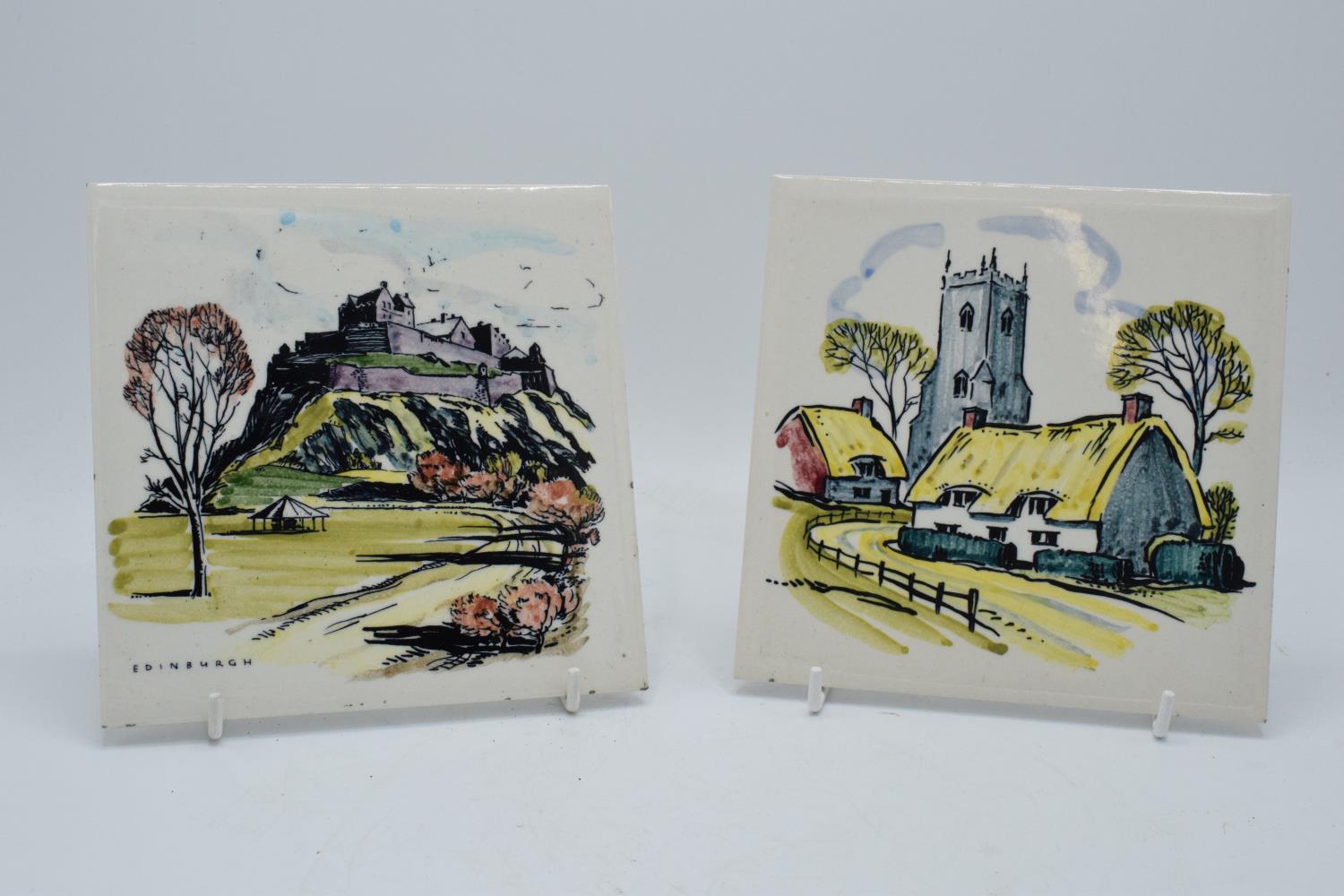 A pair of Carter tiles, one of Edinburgh, together with a Ronson Penciliter. Signs of wear and - Image 3 of 4