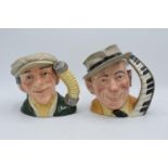 Large Royal Doulton character jugs to include Jimmy Durante D6708 and the Busker D6775 (2). In