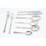 A large collection of silver plate cutlery to include 12 x large knives, 12 x small knives, 12 x