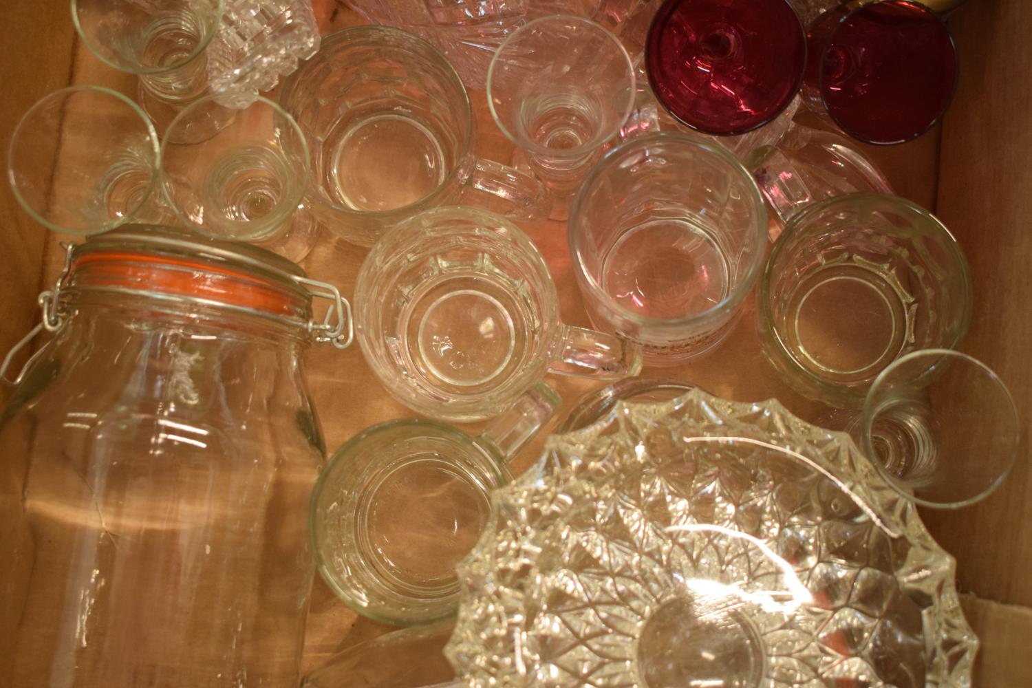 A mixed collection of glassware to include a decanter, wine glasses, cruet set etc. No postage. - Image 3 of 4