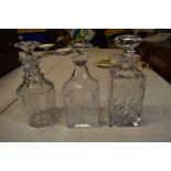 A collection of good quality glass decanters with stoppers (3). In good condition with no obvious