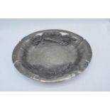 Early 20th century French pewter dish in the Arts and Crafts style marked 'Rispal' with 'Etain' on