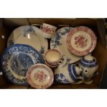 A collecton of 19th and 20th century tea and dinner ware to include blue and white plates etc by