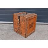 A vintage 20th century wooden egg crate with either 'WCB' or 'WGB' with 'EGGS' on each side and a