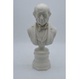 A late 19th century Parian bust on Roman style column of the R. Hon. W. E. Gladstone MP by