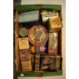 A collection of vintage metal tins to include Dura-gilt metal polish, Taylor Brothers, Mazawattee