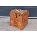 A vintage 20th century wooden egg crate with either 'WCB' or 'WGB' with 'EGGS' on each side and a