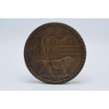 A British World War One (WW1) Death Plaque/ Death Penny named to Roger Marshall set in a copper