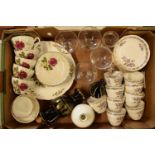 A mixed collection of items to include 4 x Babycham glasses, a Royal Grafton part tea set, a Myott
