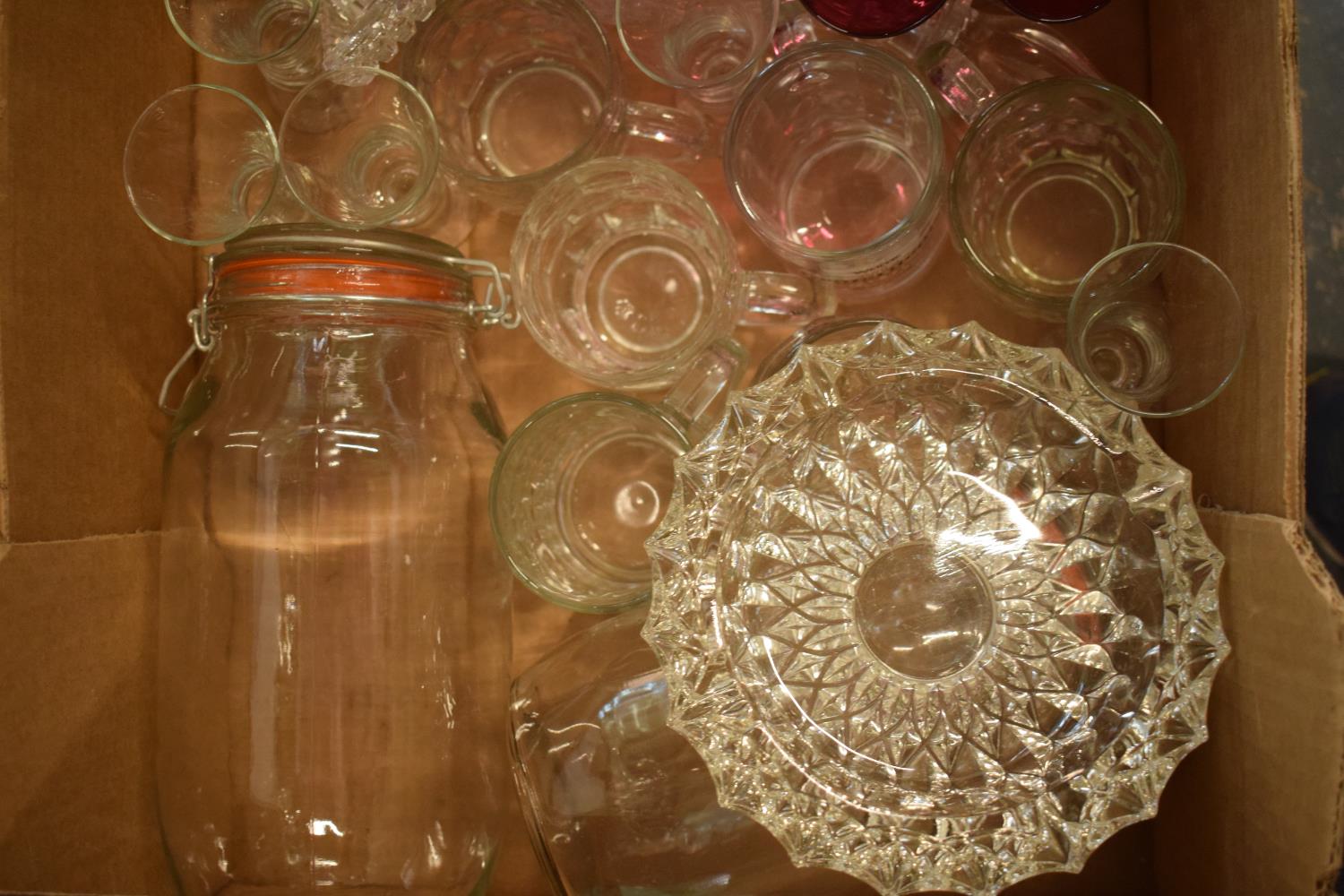 A mixed collection of glassware to include a decanter, wine glasses, cruet set etc. No postage. - Image 4 of 4