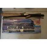 A boxed Hornby Coronation Scot electric train set R.386 together with Hornby metre length and