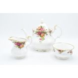 A collection of Royal Albert Old Country Roses items to include a large teapot, milk and sugar (