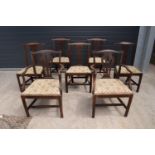 George III mahogany set of county Chippendale style dining chairs to consist of 2 carver chairs