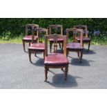 Set of six late Victorian walnut dining chairs. In good functional condition though, as expected, it