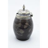 Late 19th century mustard pot, the thickly glazed surface wheel engraved in low relief, the inside