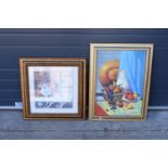A painting and a picture in frames. Both signed. Large.