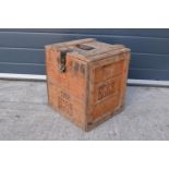 A vintage 20th century wooden egg crate with either 'WCB' or 'WGB' with 'EGGS' on each side and a