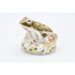 Boxed Royal Crown Derby paperweight in the form of an Old Imari Frog. First quality with stopper and