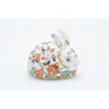 Boxed Royal Crown Derby paperweight in the form of a Meadow Rabbit. First quality with stopper. In