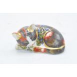 Boxed Royal Crown Derby paperweight in the form of a Catnip Kitten. First quality with stopper. In