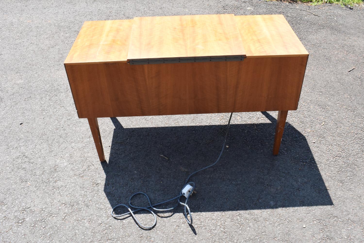 HMV teak radiogram unit. 96 x 44 x 60cm. In good condition with signs of age-related wear and - Image 6 of 6