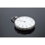 A wind up silver fob watch. Appears to be in good condition though it is untested.