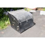 A large vintage Brooks fitted car trunk in an unusual shape believed by the vendor to be from a