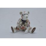 Boxed Royal Crown Derby paperweight in the form of a teddy bear called William. First quality. In