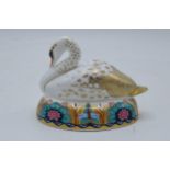 Boxed Royal Crown Derby paperweight in the form of a Swan. First quality with stopper. In good