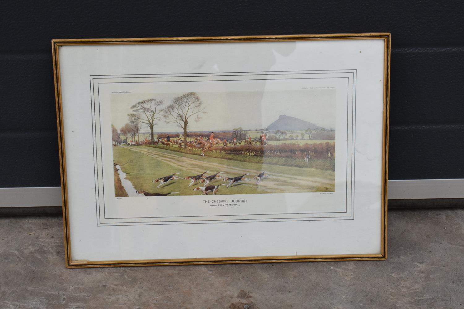 A framed Cecil Aldin print of 'The Cheshire Hounds: Away from Tattenhall' published by Felix