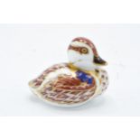 Boxed Royal Crown Derby paperweight in the form of a Swimming Duckling. First quality with