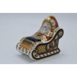 Boxed Royal Crown Derby paperweight in the form of a Santa and his Sleigh. First quality with