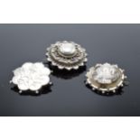 A collection of Victorian silver brooches to include a hallmarked example for Birmingham 1888 (3).