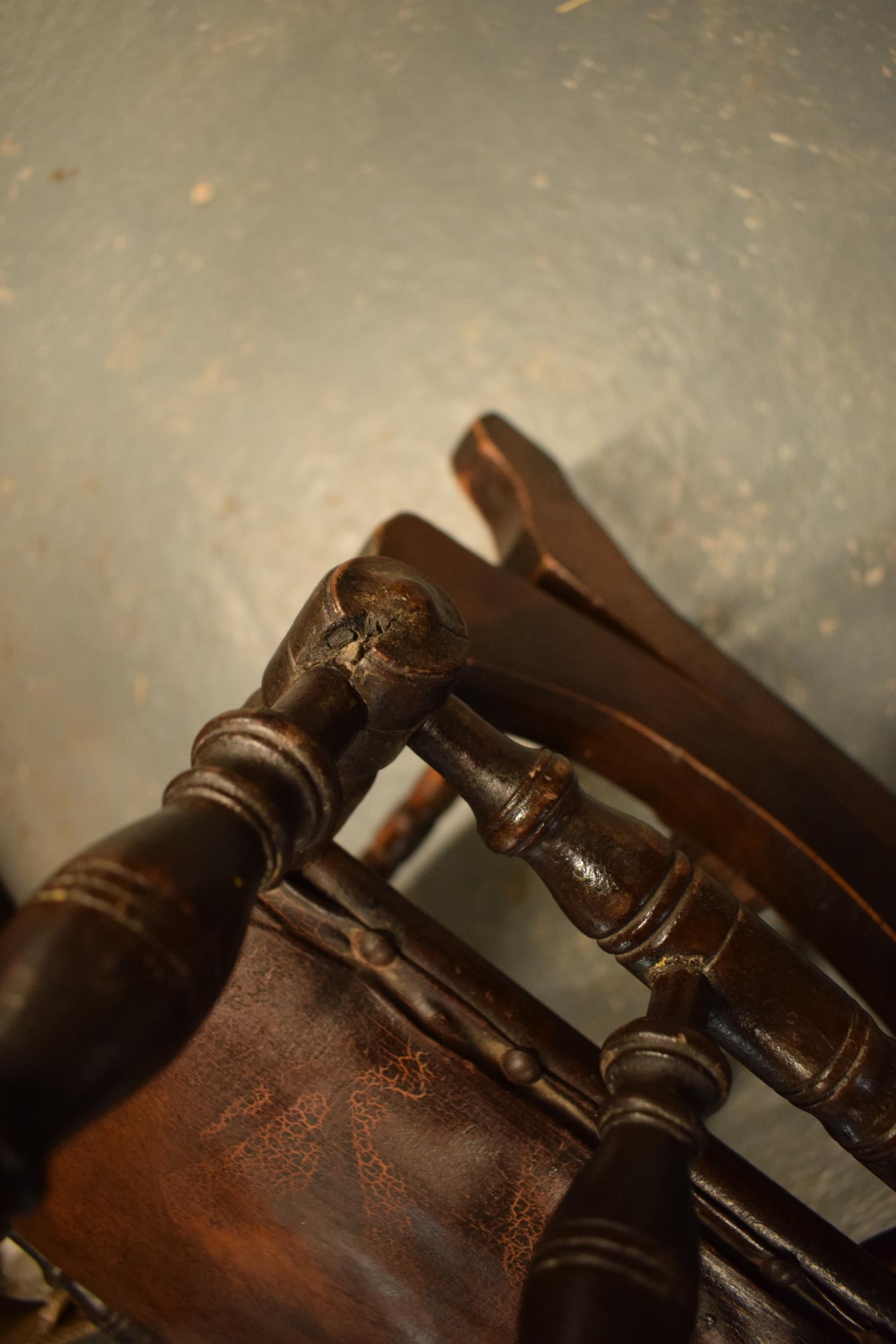 An early 20th century wooden childs American-style bobbin rocking armchair. 72cm tall. In good - Image 7 of 7