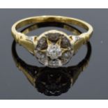 18ct gold ladies ring set with diamonds. UK size P/Q. 3.1 grams.