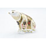 Boxed Royal Crown Derby paperweight in the form of an Old Imari Polar Bear. First quality with