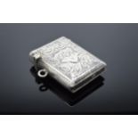 Silver vesta case hallmarked for Birmingham 1908. 17.2 grams. In good condition with expected wear