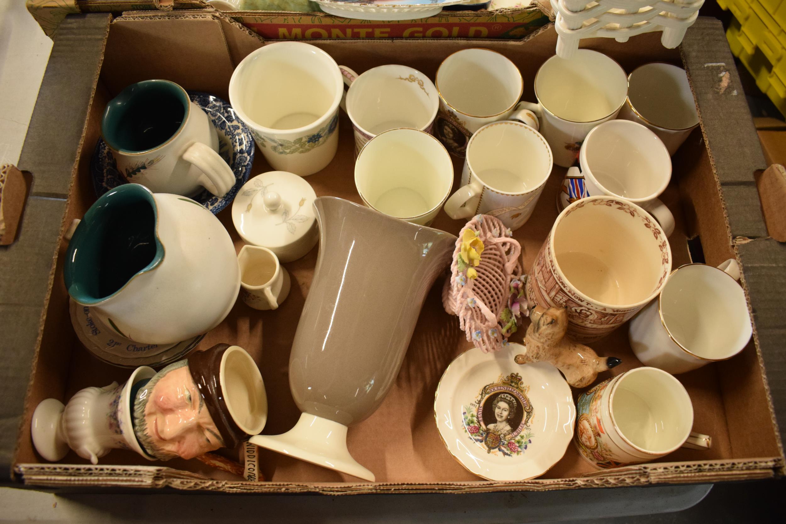 A mixed collection of items to include Wedgwood, 19th century pottery, coronation mugs, a floral - Image 2 of 11