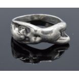 A silver (925) ring in an erotic form. UK size P.