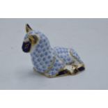 Boxed Royal Crown Derby paperweight in the form of a sheep. First quality with stopper. In good