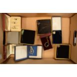 Silver jewellery items x 10 boxed includes chains and pendants, locket and earrings.