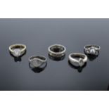 A collection of silver 925 rings to consist of various sizes and designs, some are set with semi-