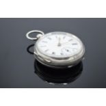 A hallmarked silver pocket watch. Some hallmarks are rubbed. Appears to be in good condition