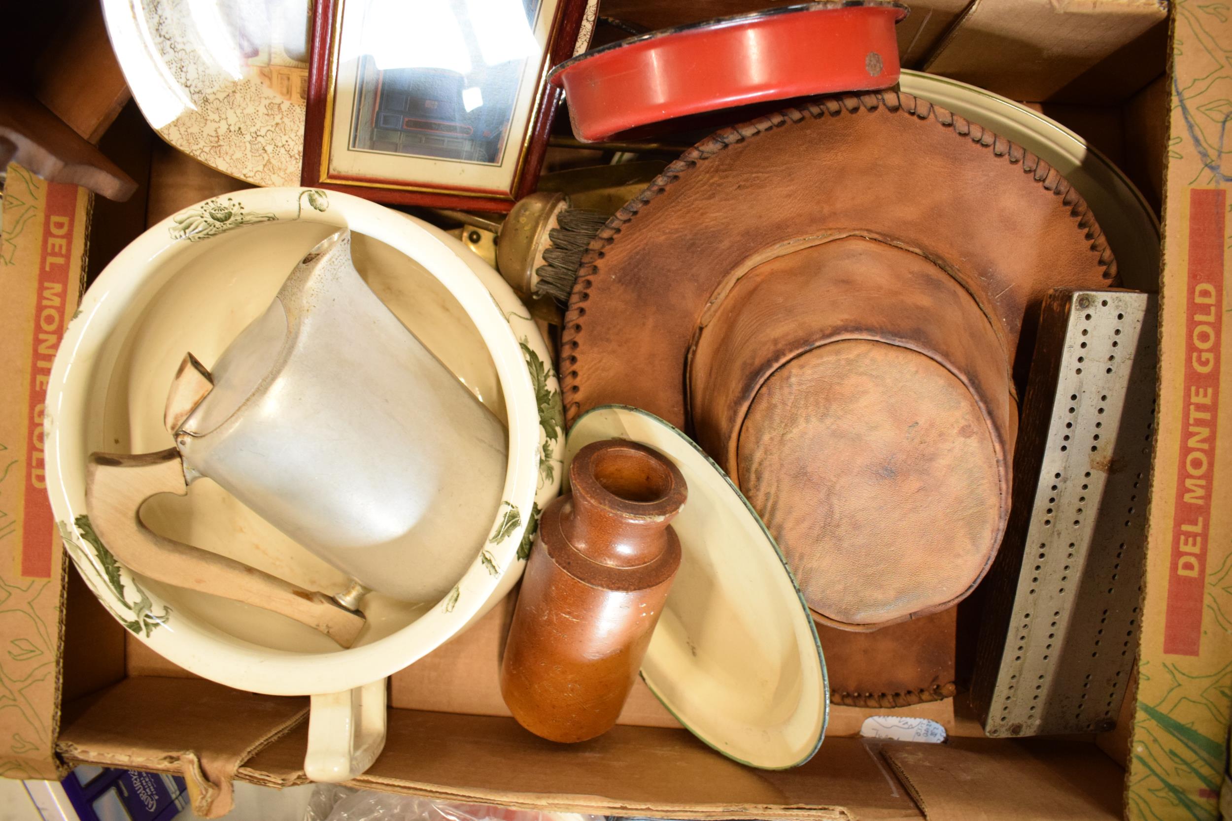 A mixed collection of items to include an enamel candlestick, leather hat, early 20th century - Image 3 of 3