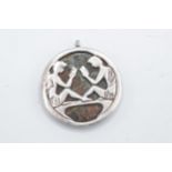 A large 1970s Romanesque silver and agate pendant. Hallmarked Edinburgh 1976 by Magnus Maximus