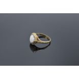 9ct gold ring set with a oval stone. 2.5 grams gross weight. UK size S. Full hallmarks.