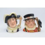 Large Royal Doulton character jugs to include Dick Whittington D6846 and Yeoman of the Guard