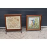 A pair of 20th century framed tapestry fire screens (2). Largest 71cm tall. In good condition with