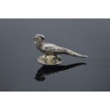 Sampson Mordan & Co Edwardian silver miniature pheasant, hallmarked Chester 1909. Approx 42mm in